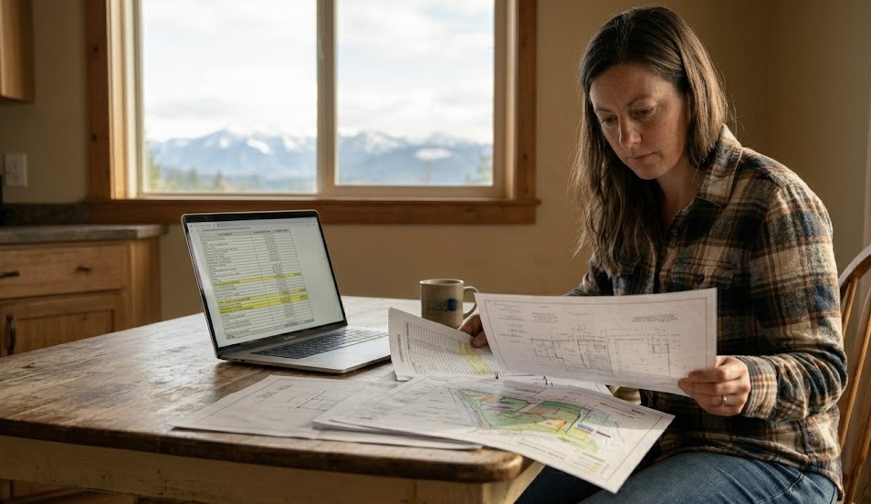 Washington landowner reviewing feasibility study costs and site plans