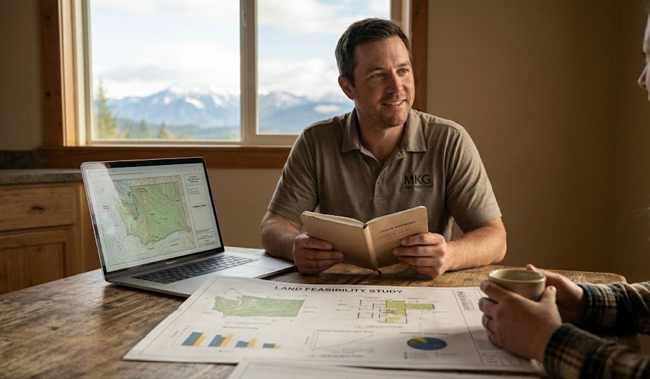 MKG Construction presenting a land feasibility study to Washington landowners