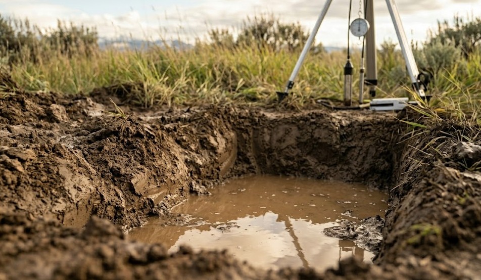 Poor drainage on a Washington lot indicating septic and soil challenges